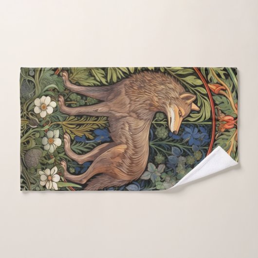 Wolf in het bos art nouveau handdoek (Handdoek)