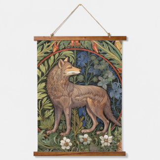 Wolf in het bos art nouveau hangend wandkleed