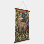 Wolf in het bos art nouveau hangend wandkleed (Gebogen)