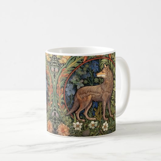 Wolf in het bos art nouveau koffiemok (Voorkant rechts)