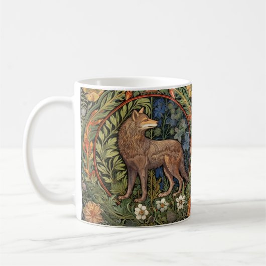 Wolf in het bos art nouveau koffiemok (Links)