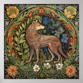 Wolf in het bos art nouveau poster (Voorkant)