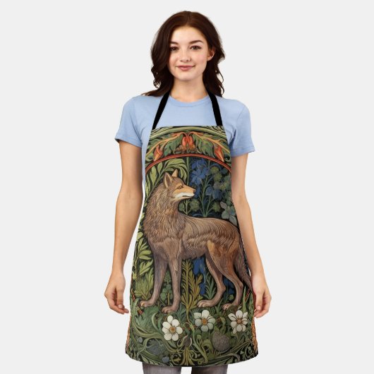 Wolf in het bos art nouveau schort (Gedragen)