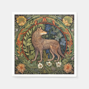 Wolf in het bos art nouveau servet