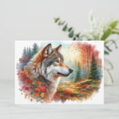 Wolf in het bos: een prachtige mix van Natuur Bedankkaart (Staand voorkant)