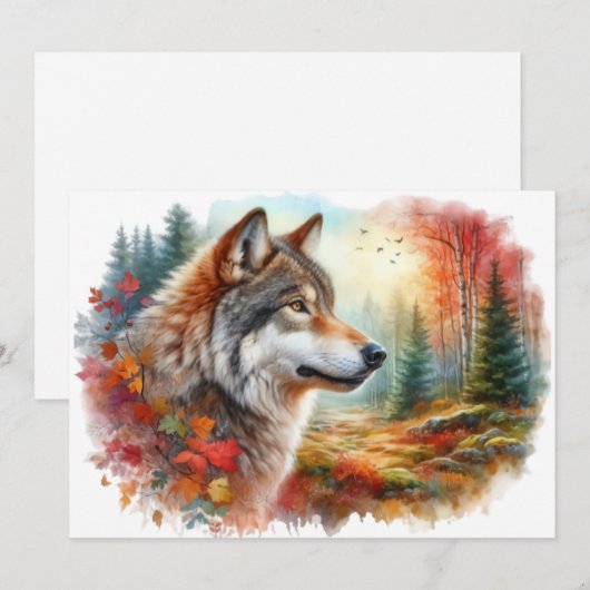 Wolf in het bos: een prachtige mix van Natuur Bedankkaart (Voorkant / Achterkant)