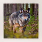 Wolf in het bos legpuzzel (Verticaal)
