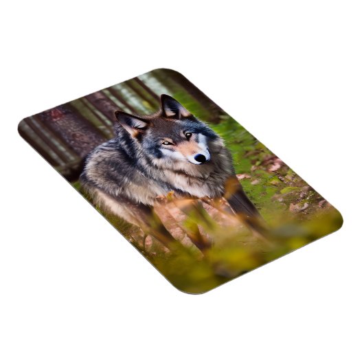 Wolf in het bos magneet (Rechterzijde)