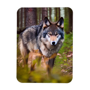 Wolf in het bos magneet