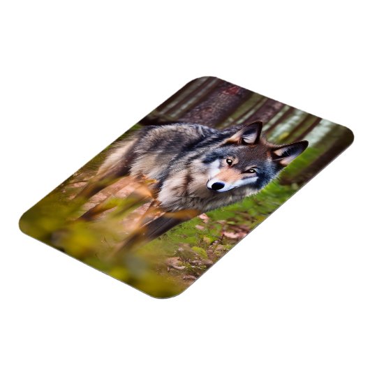 Wolf in het bos magneet (Linkerzijde)