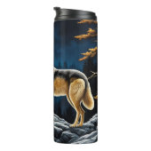 Wolf in het bos met Gele Maan Thermosbeker (Geroteerd rechts)