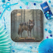 Wolf in het bos papieren bordje (Feest)