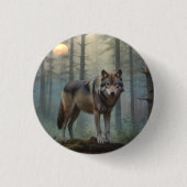 Wolf in het bos ronde button 3,2 cm (Voorkant)
