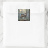 Wolf in het bos vierkante sticker (Tas)