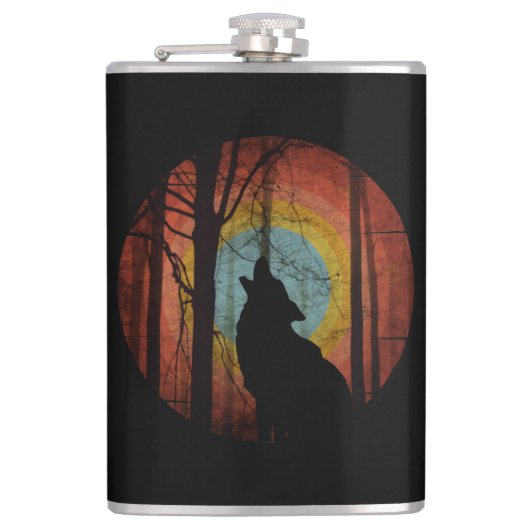 WOLF IN HET BOS Woud Heupfles (Voorkant)