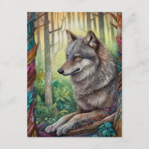Wolf in het Forest Art Briefkaart