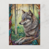 Wolf in het Forest Art Briefkaart (Voorkant)