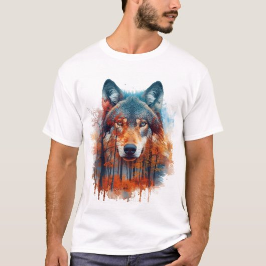 Wolf in het herfstbos t-shirt (Voorkant)