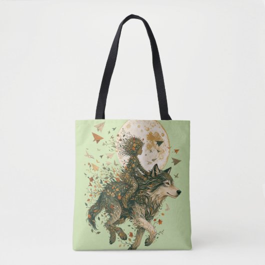 Wolf in het maanverlichte bos tote bag (Voorkant)