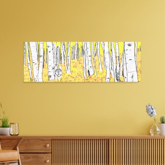 Wolf in het najaar Bossen Canvas Afdruk (Insitu (Woonkamer))