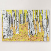 Wolf in het najaar Bossen Legpuzzel (Horizontaal)