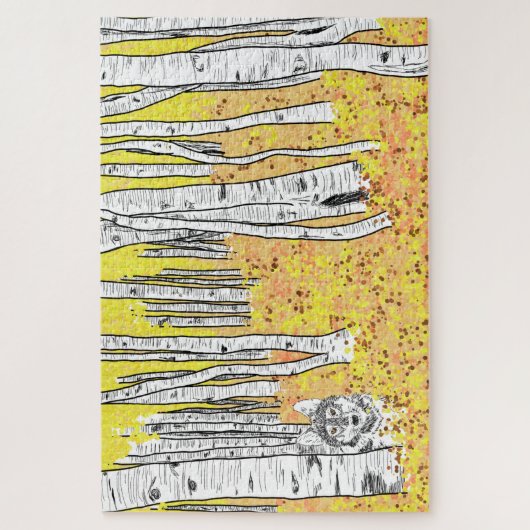 Wolf in het najaar Bossen Legpuzzel (Verticaal)