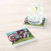 Wolf in het voorjaar glazen onderzetter (Schuin)