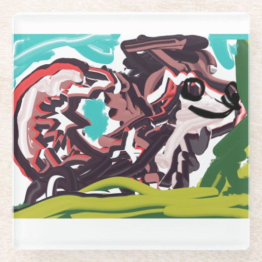 Wolf in het voorjaar glazen onderzetter (Voorkant)