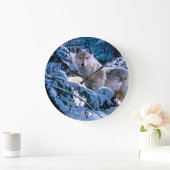 Wolf in het winterbosschilderij grote klok (Huis)