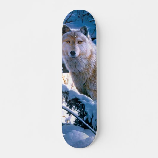 Wolf in het winterbosschilderij persoonlijk skateboard (Voorkant)