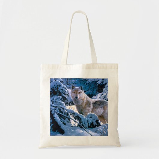 Wolf in het winterbosschilderij tote bag (Voorkant)