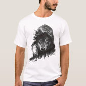 Wolf in Hoodie dubbele belichting T-shirt (Voorkant)