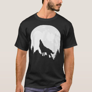 Wolf in maan licht Night Horror Mountain Cool Wolv T-shirt