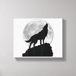Wolf in maanlicht T-shirt - Coole volle hond pup h Canvas Afdruk