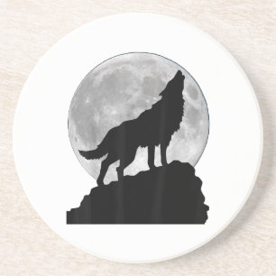 Wolf in maanlicht T-shirt - Coole volle hond pup h Zandsteen Onderzetter