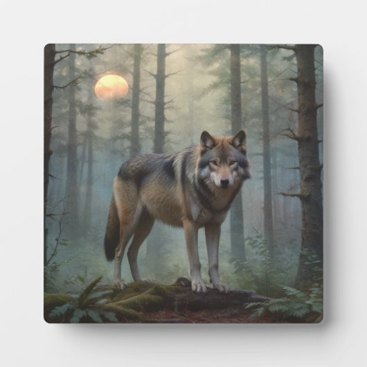 Wolf in Magisch Bos Fotoplaat (Voorkant)