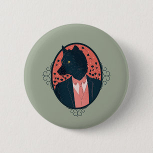 Wolf in menselijke kleding ronde button 5,7 cm