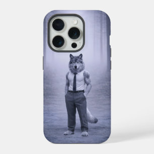 Wolf in minimale formele kleding – Stille bosport iPhone 15 Pro Case