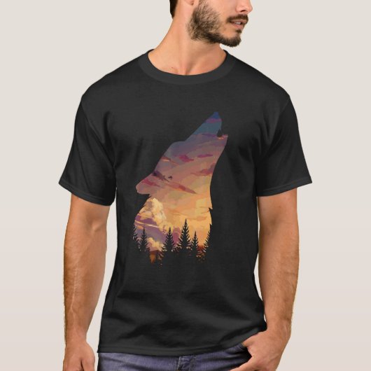 Wolf in Moon Light Dog Howling T-shirt (Voorkant)