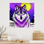 Wolf in moonlight. Aristoteles citaat. Bewerkbaar. Poster (Keuken)