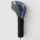 Wolf in Moonlight - paarse bloemen reflectie Golfheadcover (Schuin)