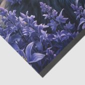 Wolf in Moonlight - paarse bloemen reflectie Tissuepapier (Detail)