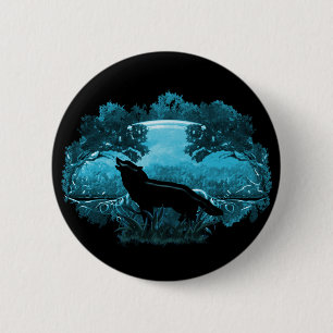 Wolf in Natuur Ronde Button 5,7 Cm