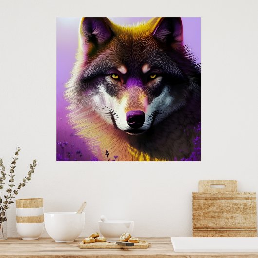 Wolf in Paars Poster (Keuken)