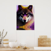 Wolf in Paarse reflectie Poster (Keuken)