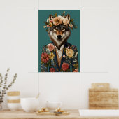 Wolf in pak Poster, Wolf Portret, Wolf Olie Poster (Keuken)