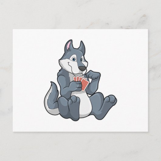 Wolf in Poker met Poker-kaarten Briefkaart (Voorkant)
