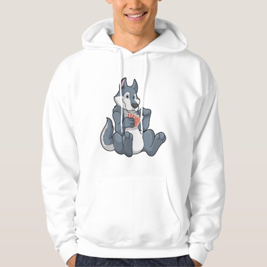 Wolf in Poker met Poker-kaarten Hoodie (Voorkant)
