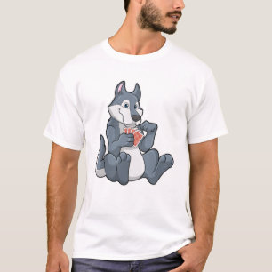Wolf in Poker met Poker-kaarten T-shirt