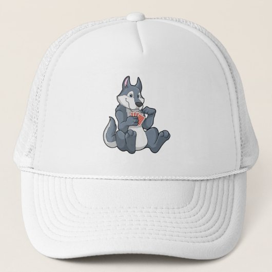 Wolf in Poker met Poker-kaarten Trucker Pet (Voorkant)